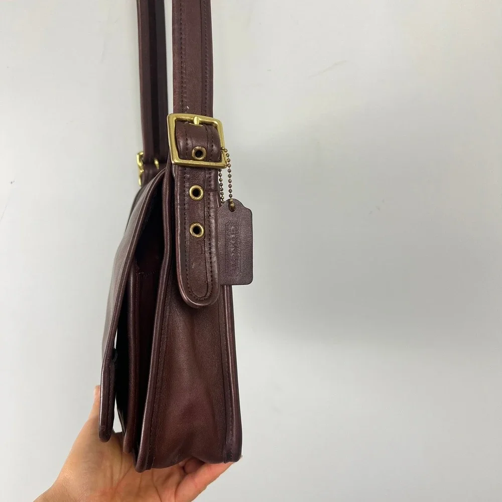 Vtg Coach 9145 Legacy Medium Studio Flap Bag Brown Leather Minimalist Academia